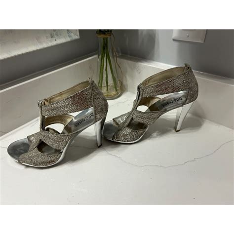 michael michael kors berkley t strap silver glitter 